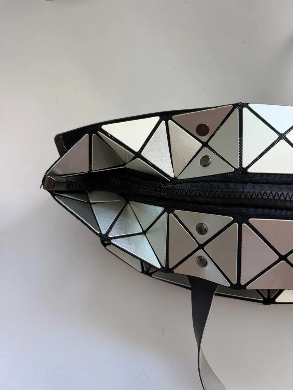 Geometric Panels Metallic Tote with adjustable handles